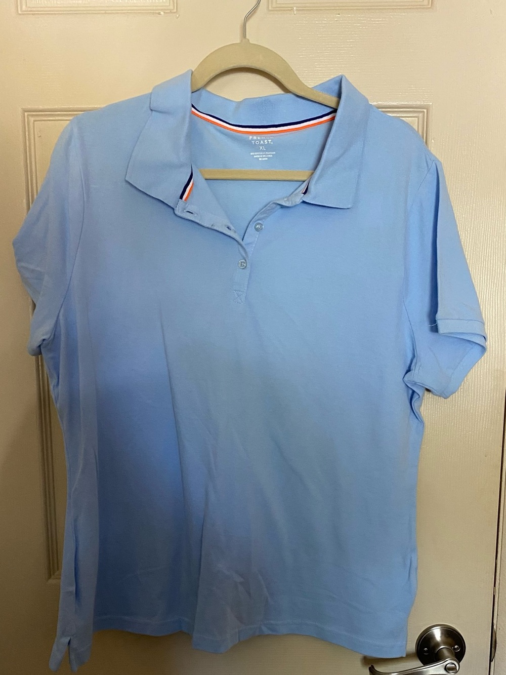 French Toast Light Blue Button-Down Polo Shirt